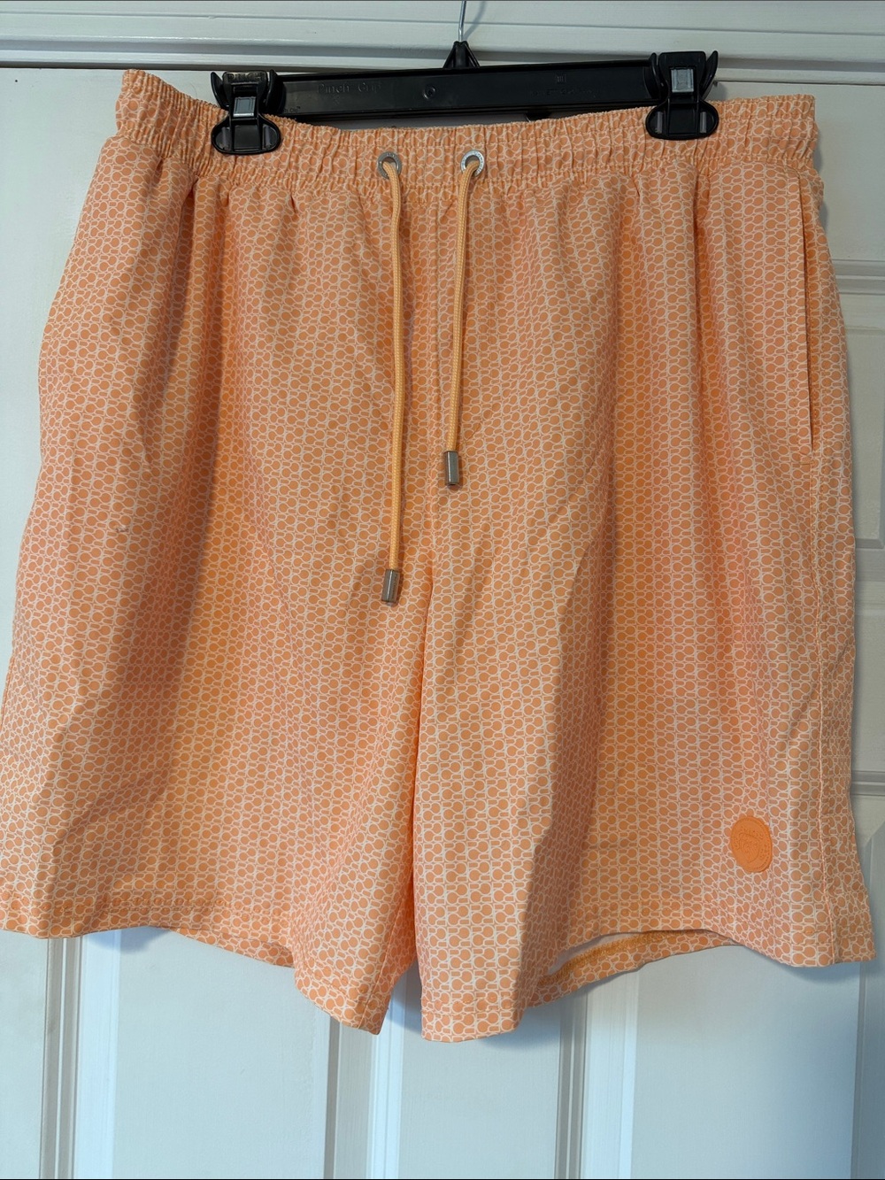 Men's Peach Geometric Drawstring Athletic Shorts